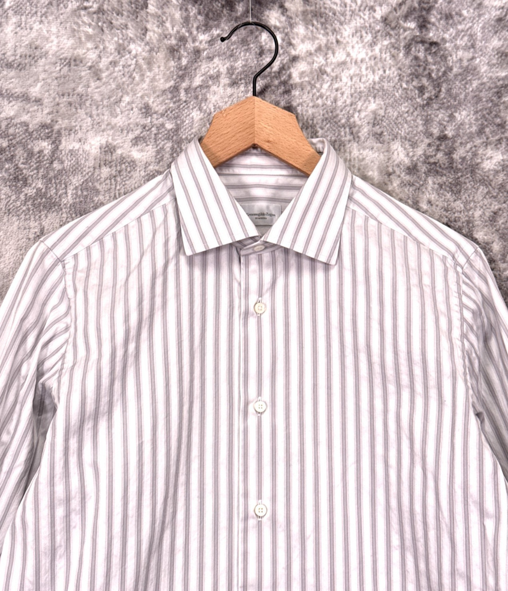 Ermenegildo Zegna Slim Fit Dress Shirt Medium Mens French Cuff Striped